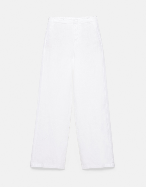 Pull&Bear - Pantaloni 100% lino bianchi, 4 di 6