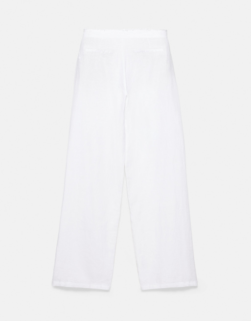 Pull&Bear - Pantaloni 100% lino bianchi, 6 di 6