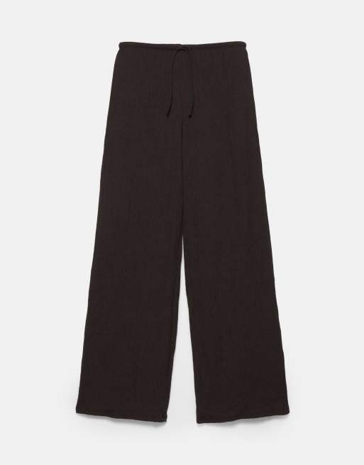 Pull&Bear - Pantaloni a fondo ampio marroni in crêpe, 6 di 6