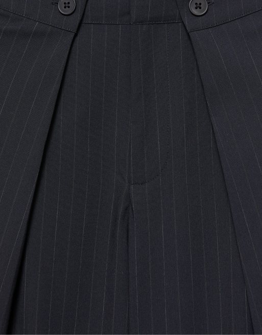 Pull&Bear pantaloni a gamba larga a righe sottili navy, 6 di 7