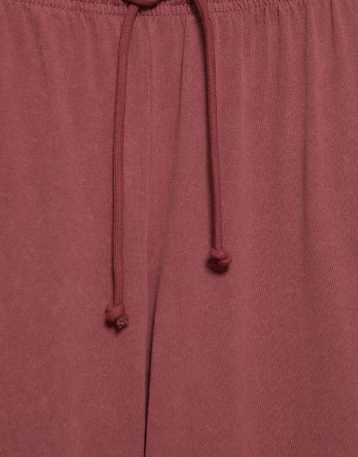 Pull&Bear pantaloni a gamba larga con stelle bordeaux, 6 di 7