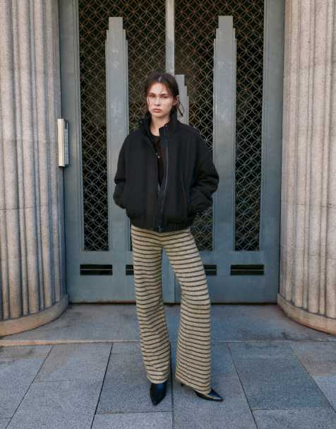 Pull&Bear pantaloni a gamba larga morbidi al tatto a righe - view 1