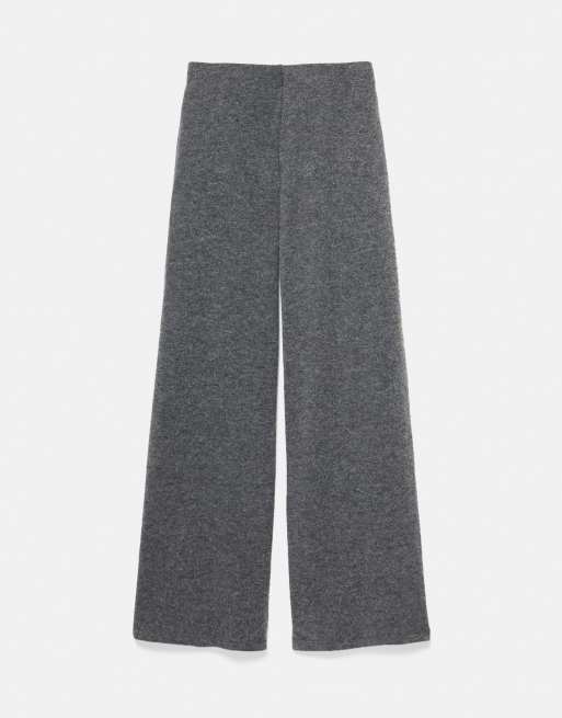 Pull&Bear pantaloni a gamba larga soft-touch grigi, 4 di 6