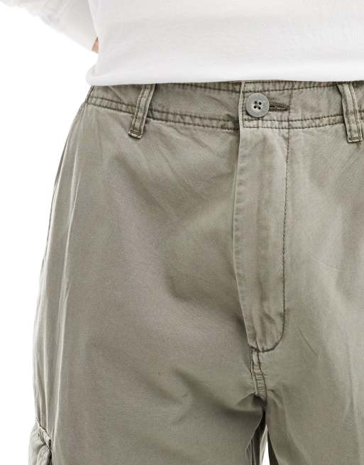 Pull&Bear - Pantaloni ampi cargo multitasche kaki, 4 di 4