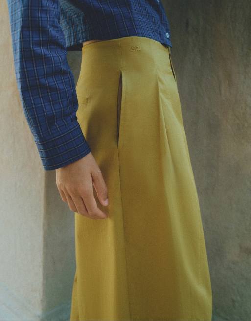 Pull&Bear pantaloni ampi con pince color oliva, 4 di 6