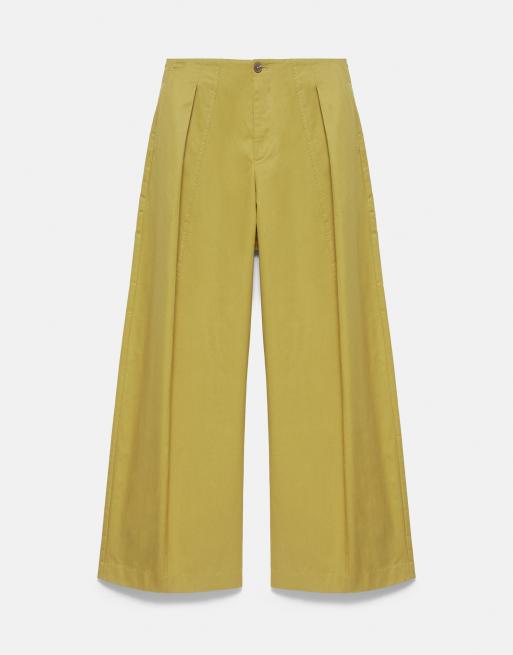 Pull&Bear pantaloni ampi con pince color oliva, 6 di 6