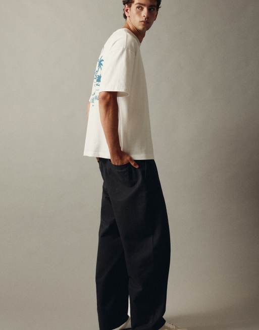 Pull&Bear pantaloni baggy con pince neri, 7 di 7