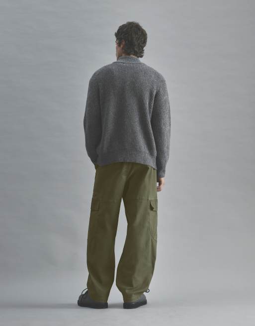Pull&Bear pantaloni cargo a gamba bombata in khaki, 3 di 7