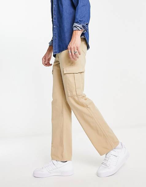 Chino a zampa super larghi beige Asos Uomo Abbigliamento Pantaloni e jeans Pantaloni Pantaloni chinos 