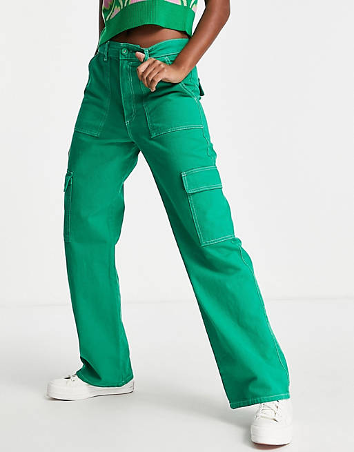 Asos Donna Abbigliamento Pantaloni e jeans Pantaloni Pantaloni cargo Pantaloni cargo a coste verdi 