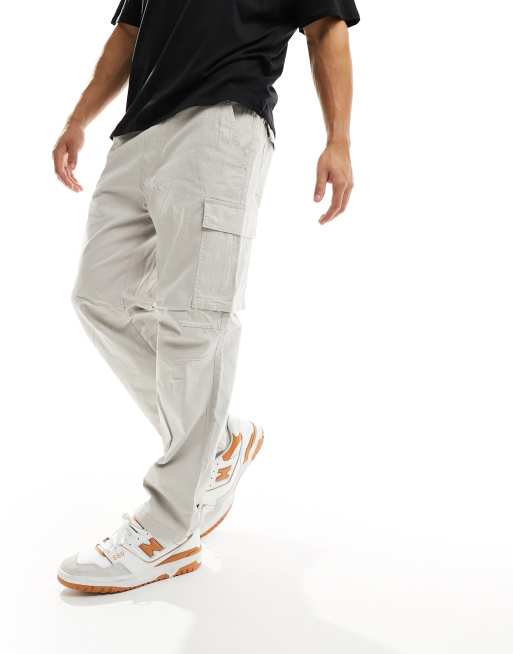 Pull&Bear - Pantaloni cargo in ripstop grigi