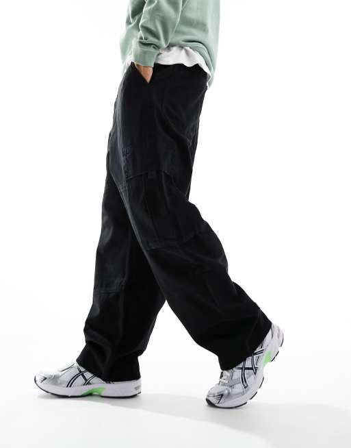 Pull&Bear - Pantaloni cargo stile skater neri