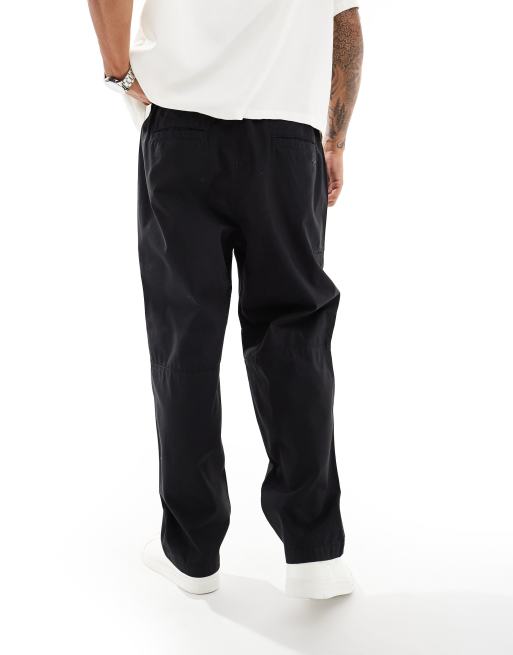 Pull&Bear - Pantaloni casual a fondo ampio neri, 3 di 5