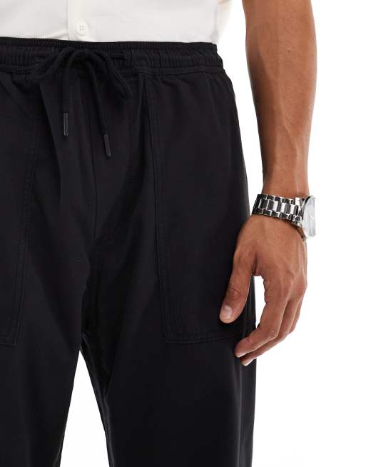 Pull&Bear - Pantaloni casual a fondo ampio neri, 4 di 5