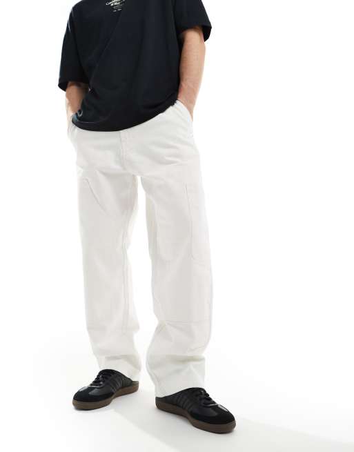 Pull&Bear - Pantaloni con doppio strappo cargo écru