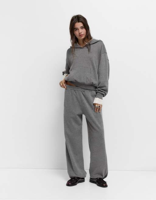 Pull&Bear - Pantaloni da jogging morbidi al tatto color mélange scuro