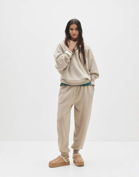 Pull&Bear - Pantaloni della tuta color sabbia con cuciture a vista - view 1