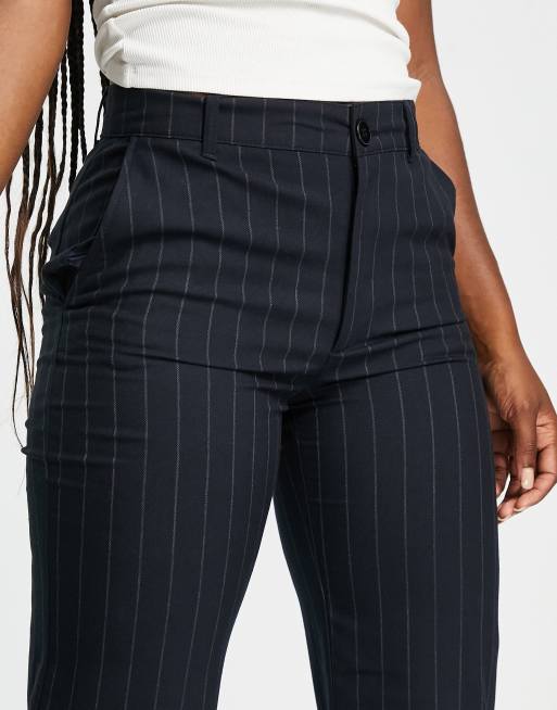 Pull&Bear - Pantaloni dritti blu navy gessati in coordinato, 4 di 4