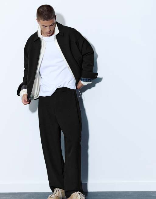 Pull&Bear pantaloni dritti tailored fit neri, 6 di 7