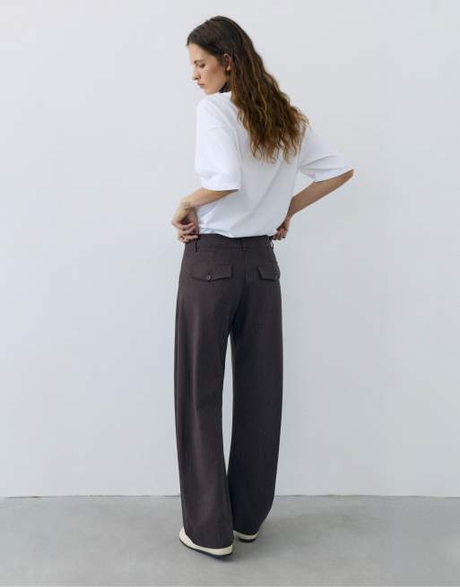 Pull&Bear pantaloni eleganti a righe marroni, 4 di 7