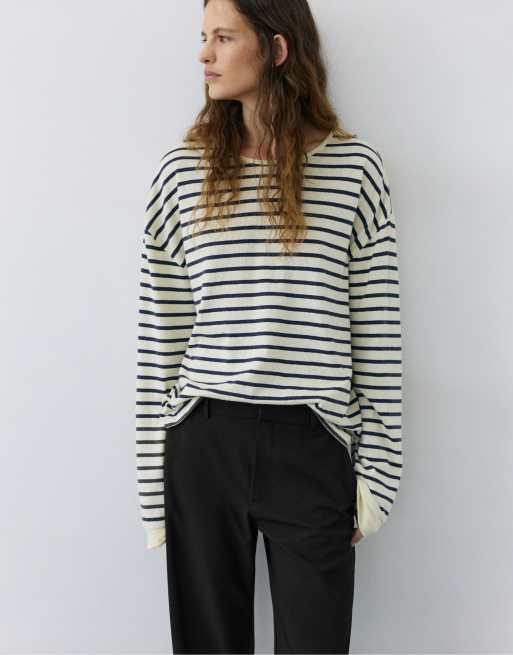 Pull&Bear pantaloni eleganti a righe neri, 3 di 7