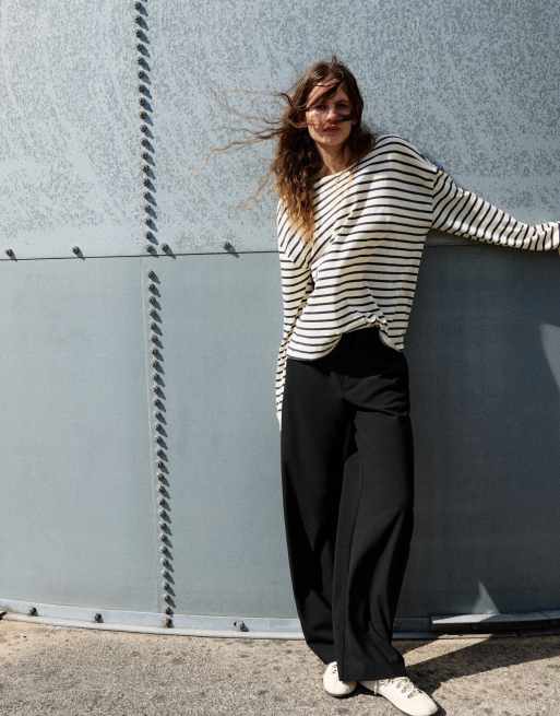 Pull&Bear pantaloni eleganti a righe neri, 5 di 7
