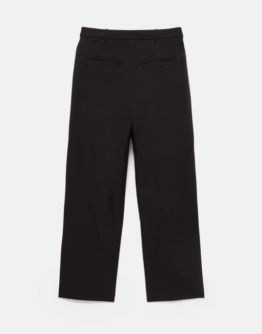 Pull&Bear pantaloni eleganti con vita incrociata neri, 6 di 7
