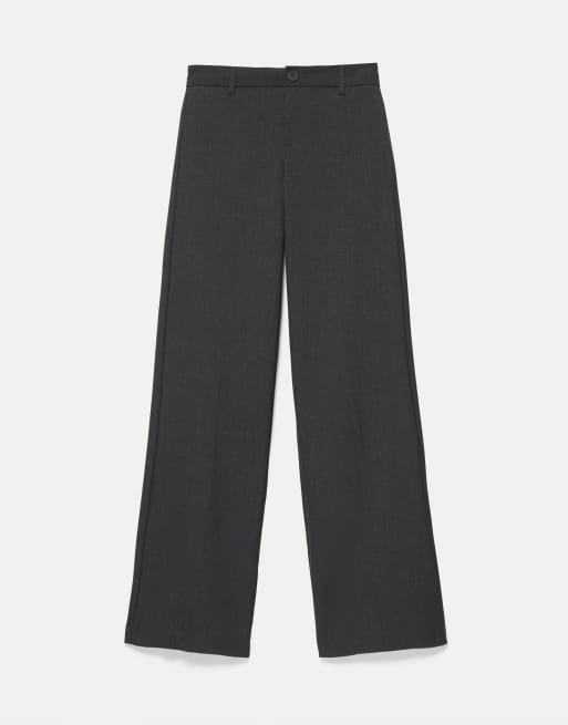 Pull&Bear pantaloni eleganti dritti slim fit in grigio mélange, 6 di 7