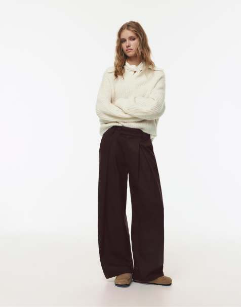 Pull&Bear - Pantaloni eleganti voluminosi bordeaux con pinces - view 1