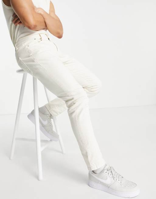 Pull&Bear - Pantaloni in écru con cinque tasche