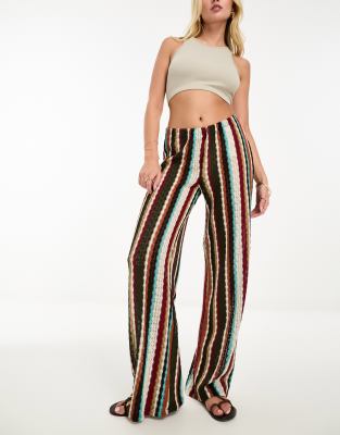 Pull&Bear - Pantaloni in maglia a righe multicolore