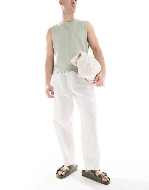 Pull&Bear - Pantaloni in misto lino bianchi - view 1