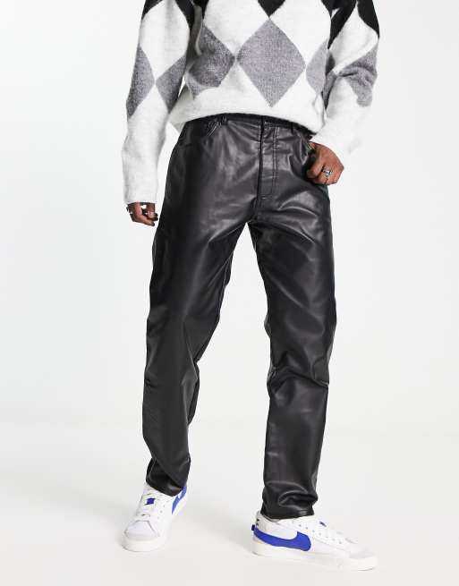 Pull&Bear - Pantaloni in pelle sintetica neri