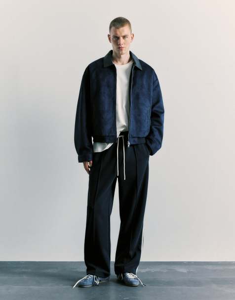 Pull&Bear pantaloni jogger con banda laterale blu navy - view 1
