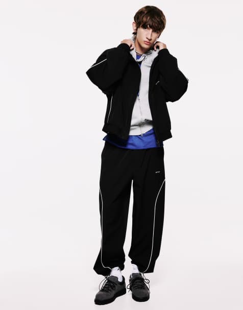 Pull&Bear pantaloni jogger tecnici con profili neri - view 1