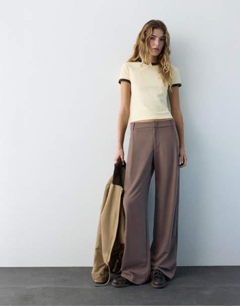 Pull&Bear - Pantaloni marroni sartoriali con pinces - view 1