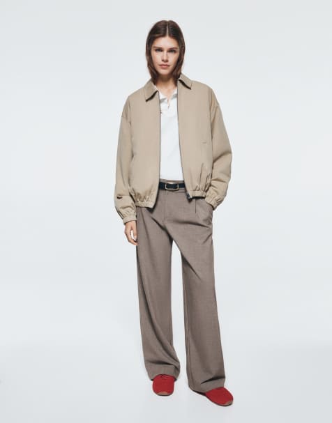 Pull&Bear pantaloni sartoriali a fondo ampio con pinces beige - view 1