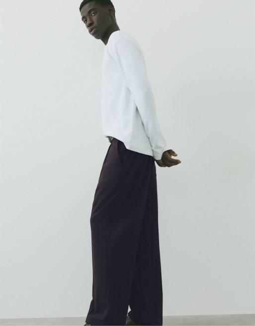 Pull&Bear pantaloni sartoriali a gamba larga navy, 5 di 7