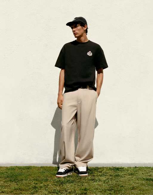 Pull&Bear - Pantaloni sartoriali color ocra con pinces