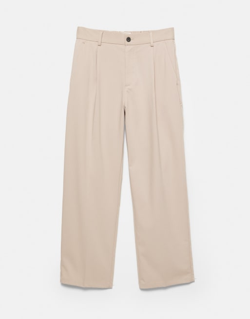 Pull&Bear - Pantaloni sartoriali con fondo ampio beige, 6 di 7