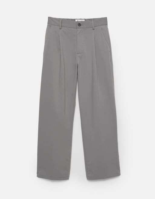 Pull&Bear - Pantaloni sartoriali con fondo ampio grigi, 6 di 7