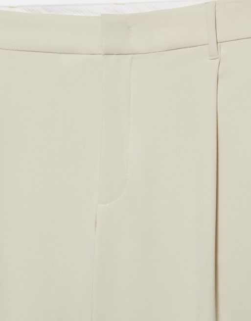 Pull&Bear - Pantaloni sartoriali con pinces color vaniglia, 6 di 6