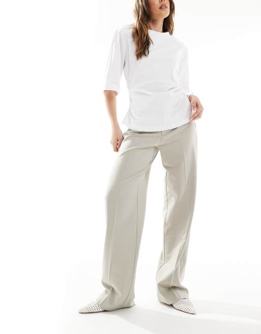 Pull&Bear - Pantaloni sartoriali dritti color pietra