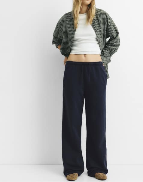 Pull&Bear - Pantaloni sportivi effetto fluido blu navy - view 1