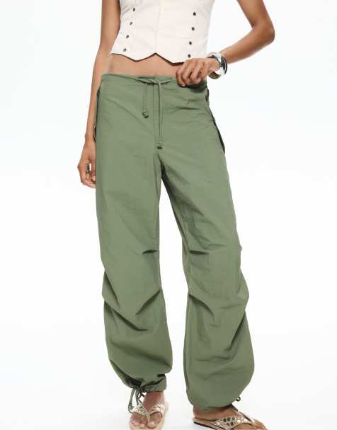 Pull&Bear - Pantaloni stile paracadutista verdi - view 1