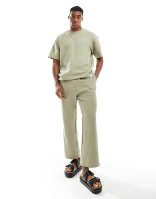 Pull&Bear - Pantaloni testurizzati color menta in coordinato 