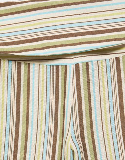 Pull&Bear - Pantaloni verdi a righe allacciati in vita, 7 di 7