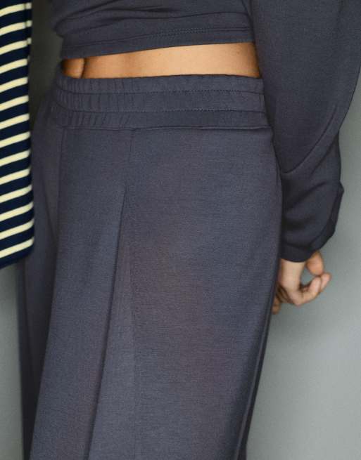Pull&Bear pantaloni wide leg con pinces grigi, 3 di 6