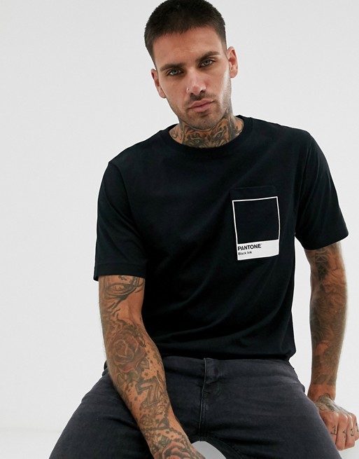 Pull&Bear Pantone t-shirt with chest print in black