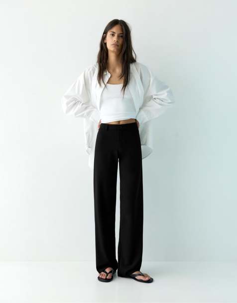 Pull&Bear Pants with back pockets in black - view 1